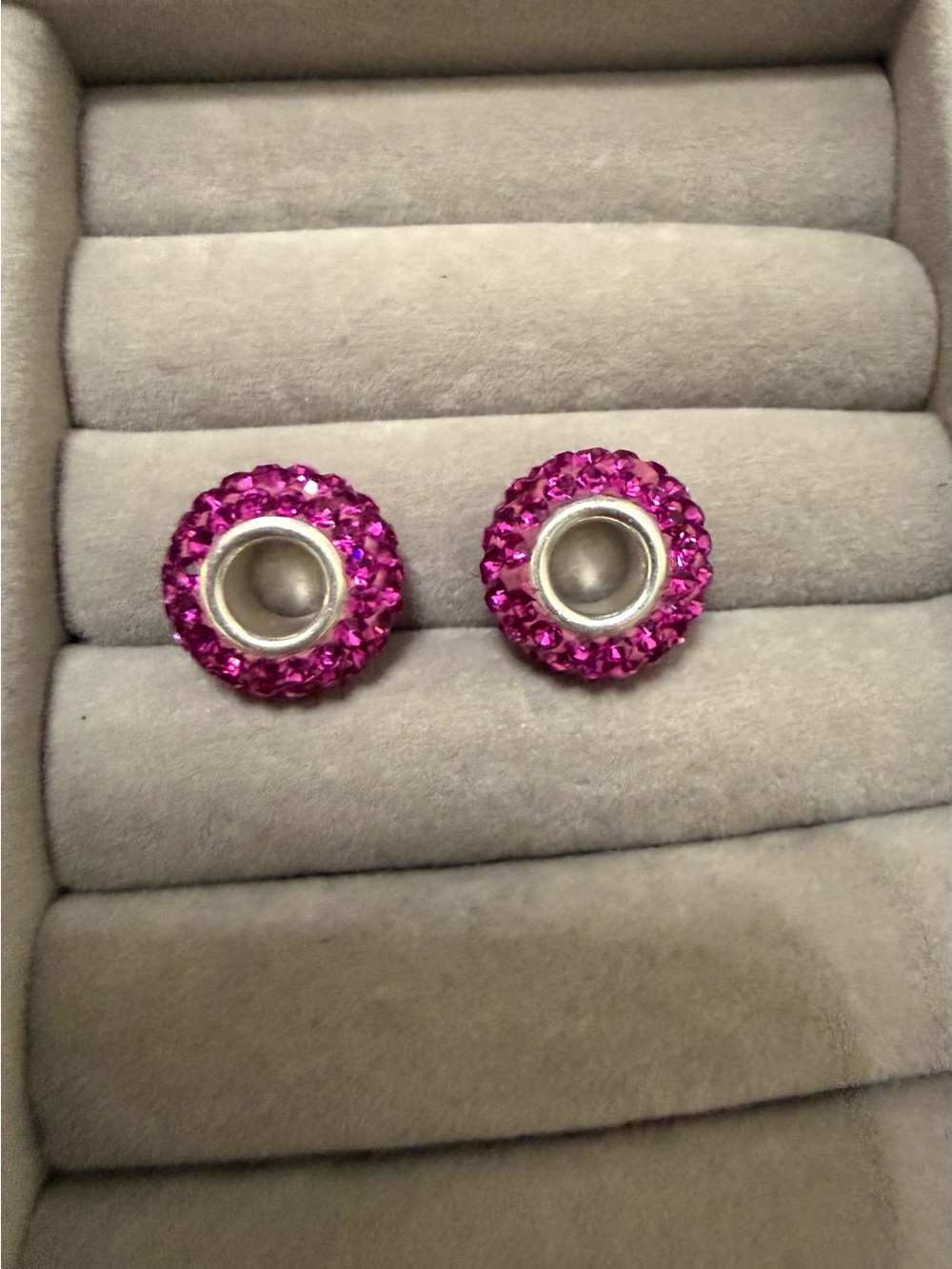 Trollbeads Hot Pink Pavé Dome Bracelet Charms